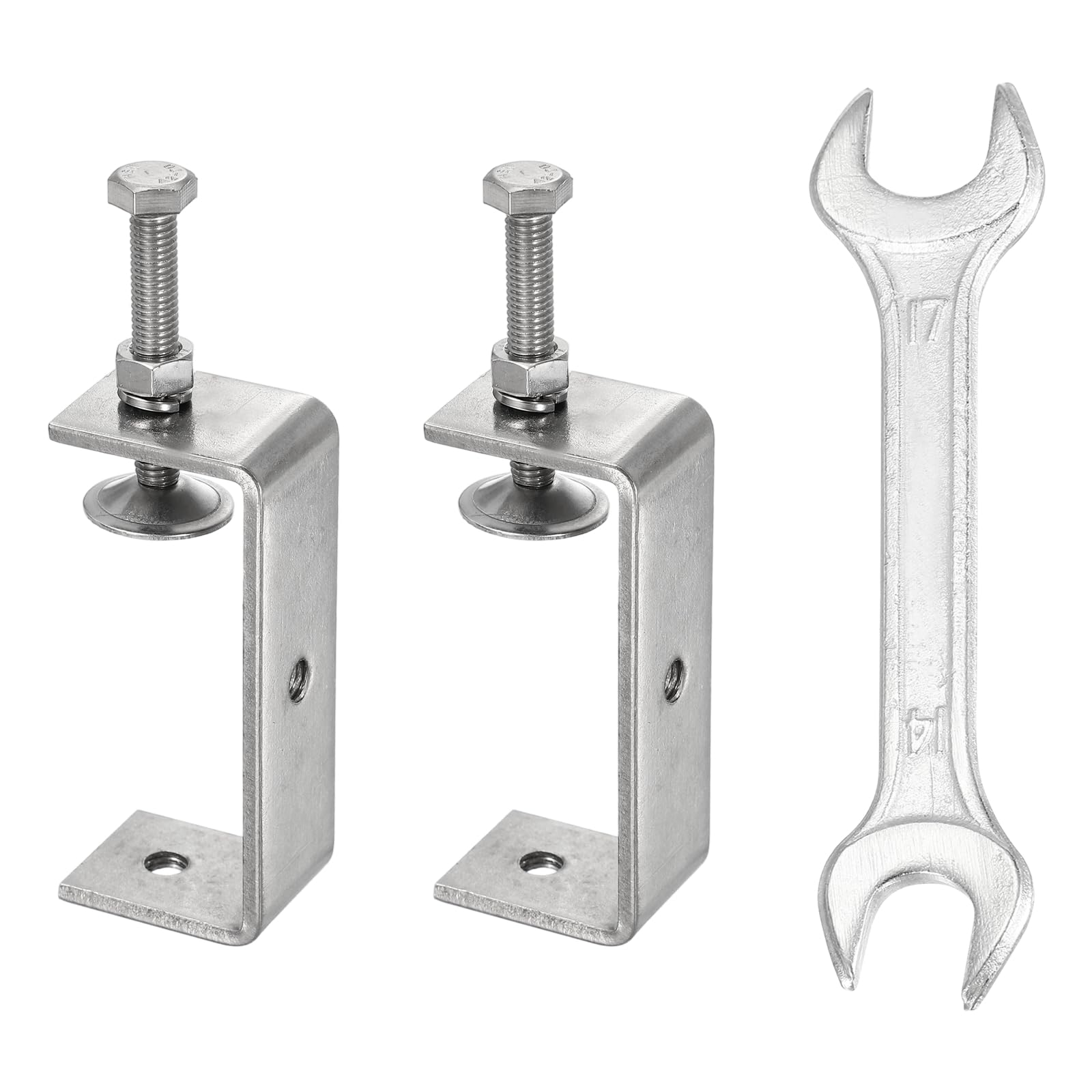 sourcing map 2PCS 304 Stainless Steel C Clamps Mini 3-1/4" (85mm) Wide Jaw Opening Small Galvanized U Clamp for Woodworking Welding Building Household Mounting — image 1