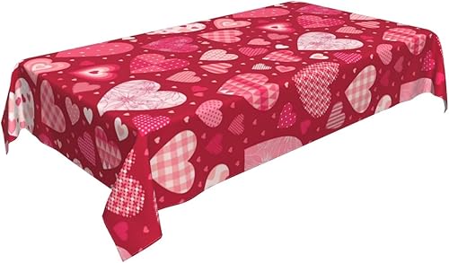 Vista 200 de AEIOAE Mantel cuadrado para el día de San Valentín de 60 x 60 pulgadas, mantel de corazones de amor, mantel de San Valentín, tela de poliéster