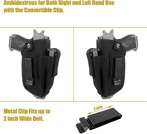 Miniatura 2 de Funda oculta para pistola de transporte con bolsa Mag para pistola con luz láser montada IWB OWB Ambidextro Uso por clip convertible