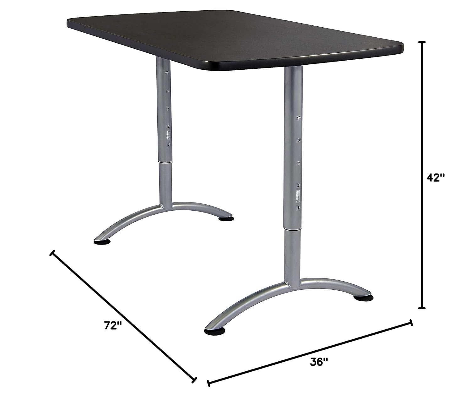 Iceberg 69327 ARC 6-Foot Height Adjustable Rectangular Table, 36" x 72", Graphite/Silver Leg