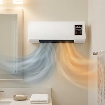 Wall Mounted Air Conditioner Fan, 2-in-1 Heater and Cooling Combo, 1800W Smart Room AC Unit with Remote & 8H Timer, Quiet Portable Space Heater for Bedroom BasementWhite