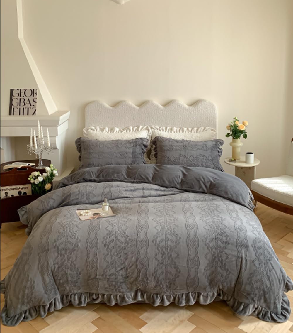 Parure de lit lit simple gris C100 : la solution anti-froissement pour décoration d'intérieur