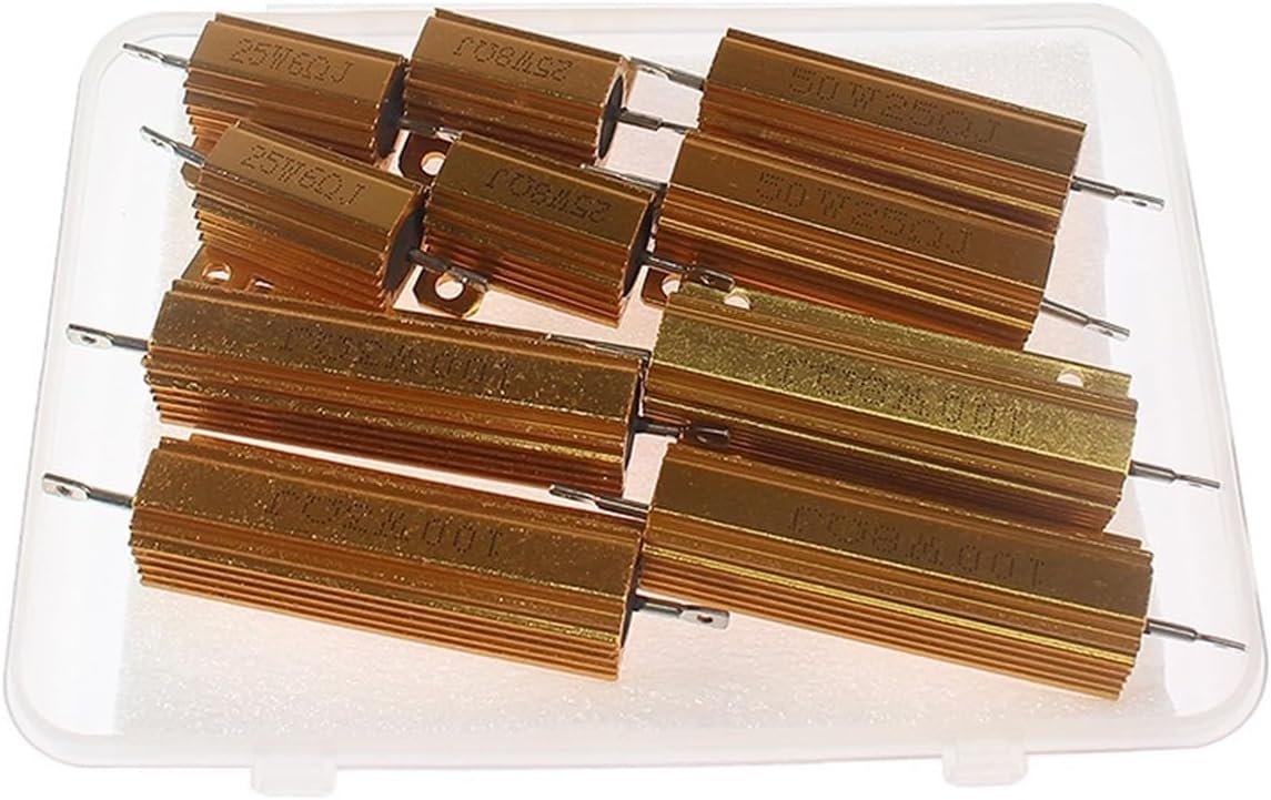 10PCS 25W 50W 100W Wirewound Resistor 3ohm 6ohm 8ohm 25ohm Aluminum Power Metal Shell Case Resistance Load Resistors Kit