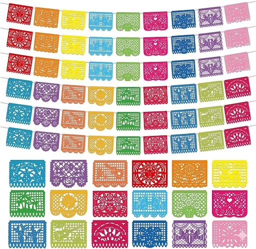 Image of 6 Pack Mexican Papel Picado Banner Fiesta Party Banner Wedding Fiesta Party Dia De Los Muertos Cinco De Mayo Mexico Decoration,Papel Picado Mexicano para Decor