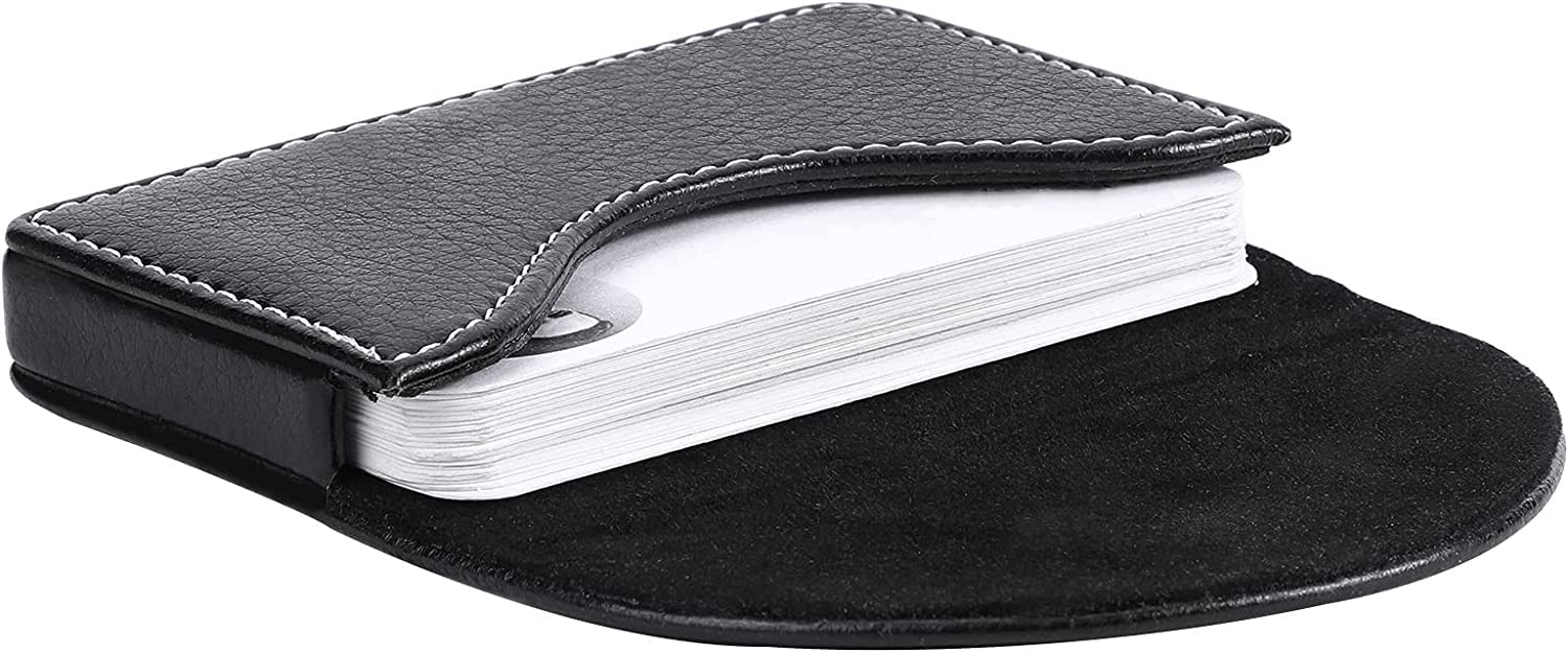 VOGARD Business Card Holder, PU Leather Business Card Case Pocket Credit Card Holders, Slim Name Card Holder Magnetic Shut Business Card Carrier for Men or Women, Home & Office, Black…