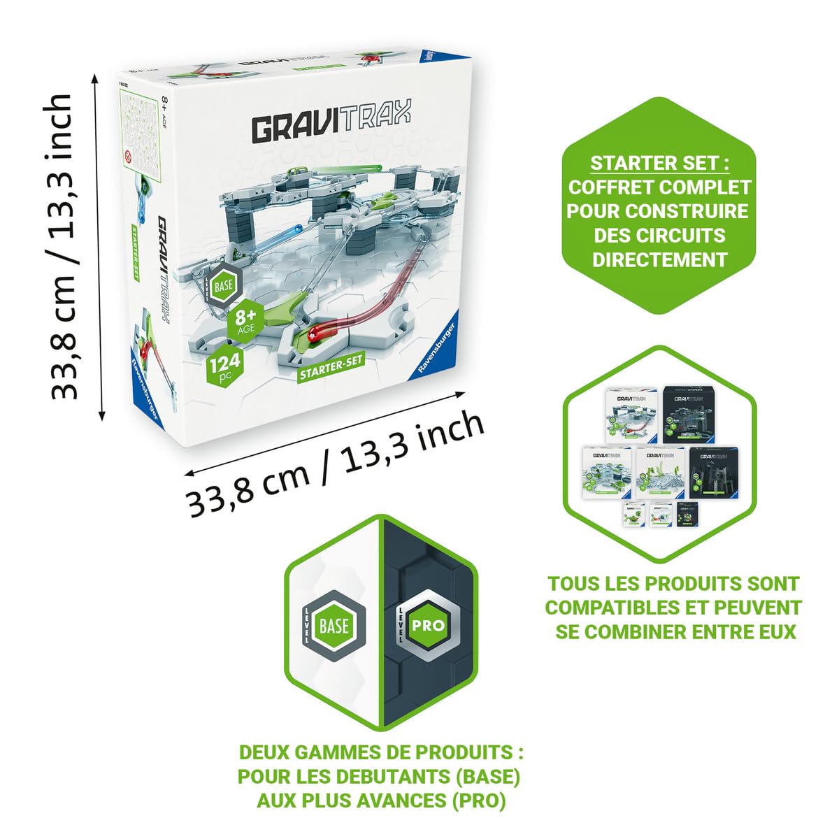 Ravensburger GraviTrax Starter Set – Circuit à Billes pour Enfant 122 pièces – Piste à Billes de Construction – Marble Run éducatif STEM – Jeu Scientifique dès 8 Ans – Version française