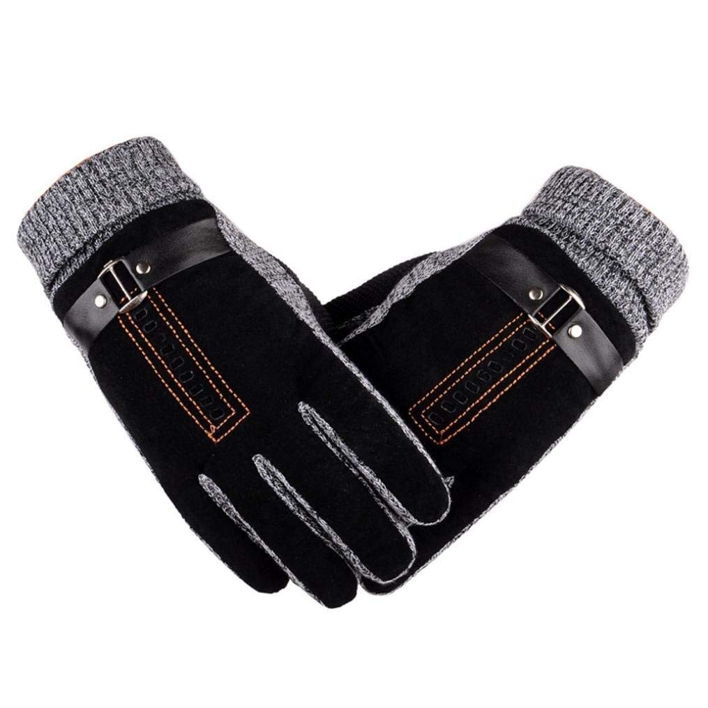 Unisex-Adult Rękawiczki Męskie Antypoślizgowe Ciepłe Motocyklowe Snowboard Narciarskie Śnieg Nowoczesne Casual Rękawiczki Klasyczne Zimowe Grube Ciepłe Rękawiczki/Black/One Size