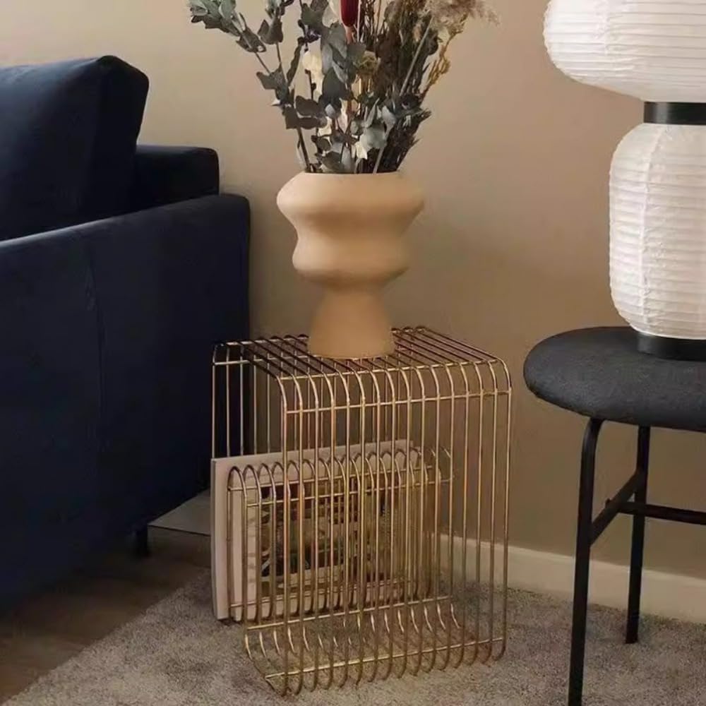 Vilom幾何学デザイン金属収納ラック｜高級光沢でインテリアを洗練｜本/小物/装飾品多目的収納｜壁際/コーナーで柔軟設置｜高耐久性で