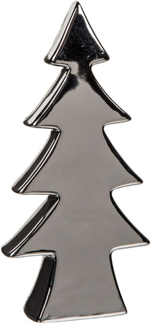 Lovely Chic Contemporary Ceramic Star and Tree Ornaments 2 Sizes And Colours (Small Tree, Silver)