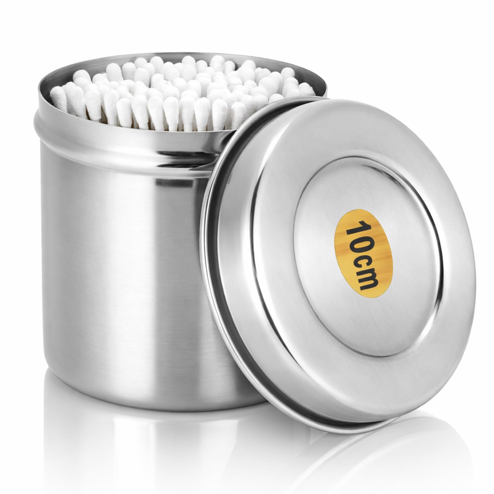 Organizador de almacenamiento para encimera de tocador de baño, caja contenedora de tarro de caja de acero inoxidable con tapa, vaso de bola de algodón para tarro de bote para bastoncillos de algodón