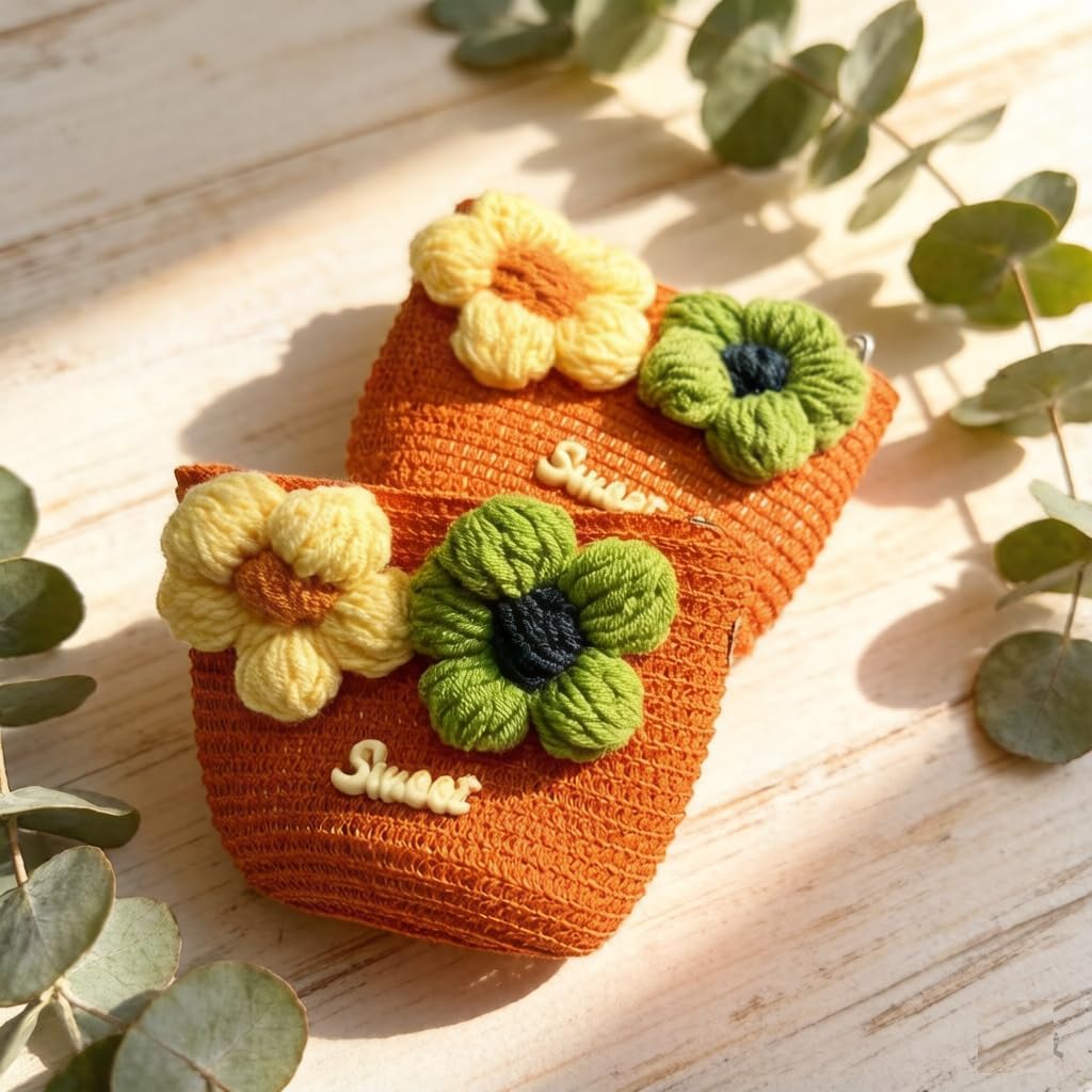 Flower Zipper Coin Purse Orange