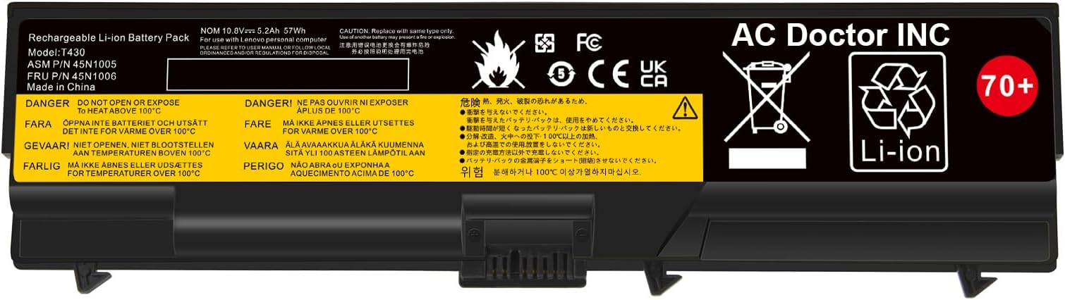 TREE.NB 70+ Laptop Battery for Lenovo ThinkPad T430 T430i T530 T530i W530 W530i L430 L530 SL430 0A36302 0A36303 45N1006 45N1007 57Y4185 57Y4186(10.8V 57Wh 6-Cells)