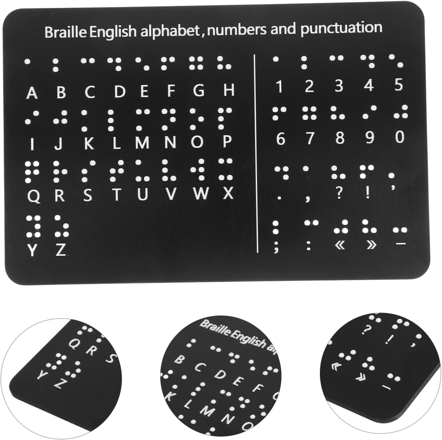 BESTYASH Braille Alphabet and Number Board Raised Dots Alphabet and Numbers Punctuation Tool Teaching Aid for Blind People (Black)