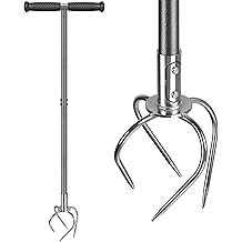 Manual Twist Tiller, All-Steel Garden Claw Cultivator with 4 Curved Claws and Soft Rubber Handle, Hand Tiller Garden Claw for Gardening Bed and Plant Box (39'')