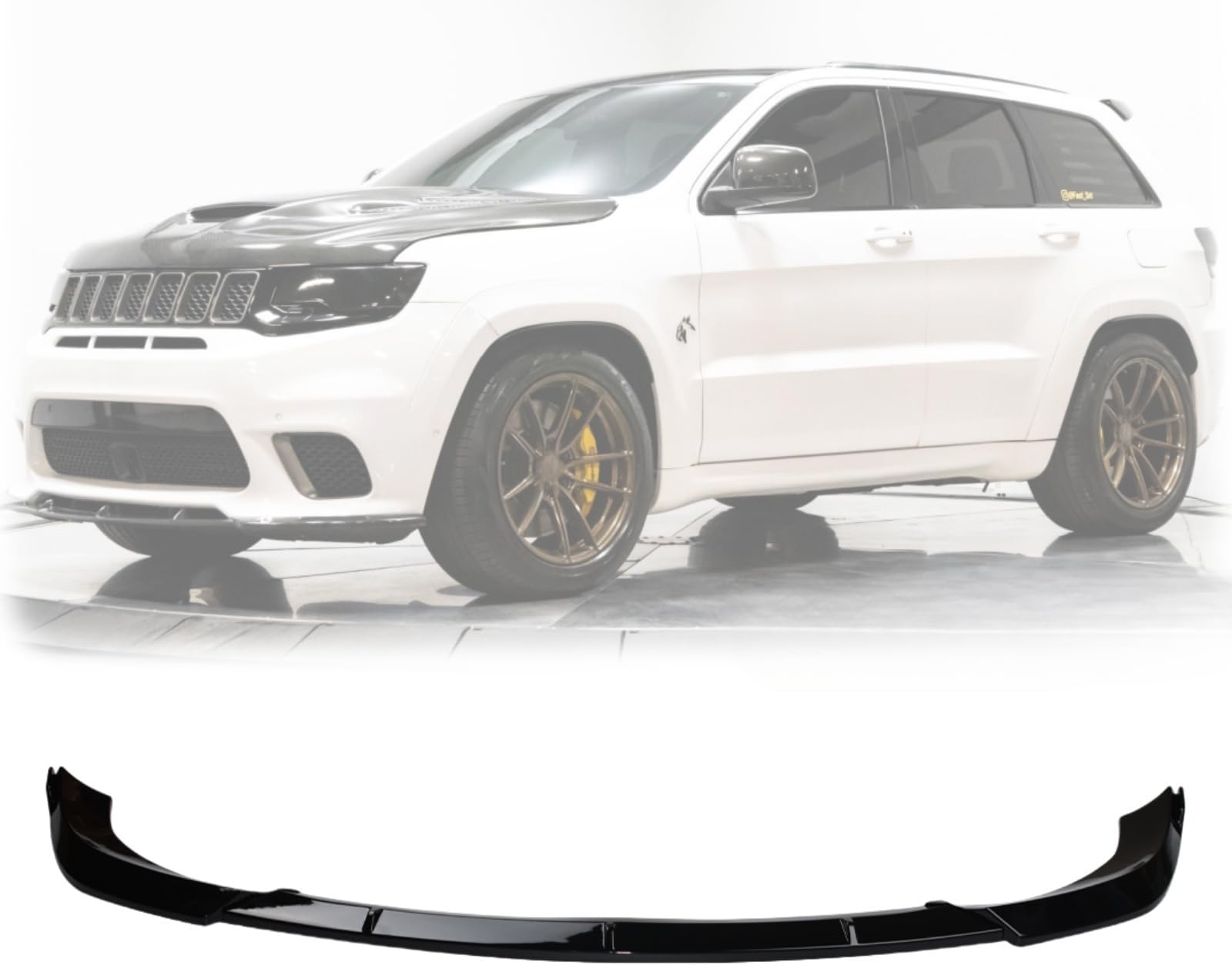 Front Bumper Lip Compatible with Jeep Grand Cherokee SRT 2014-2021, Trackhawk 2018-2021 Air Dam Chin Spoiler Splitter (Glossy Black)