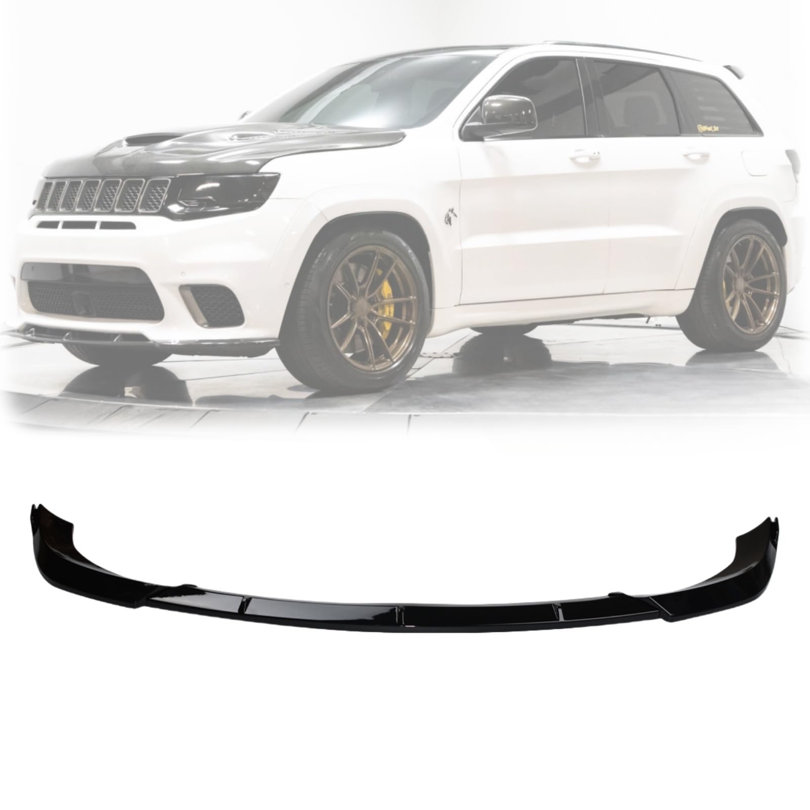 Front Bumper Lip Compatible with Jeep Grand Cherokee SRT 2014-2021, Trackhawk 2018-2021 Air Dam Chin Spoiler Splitter (Glossy Black)