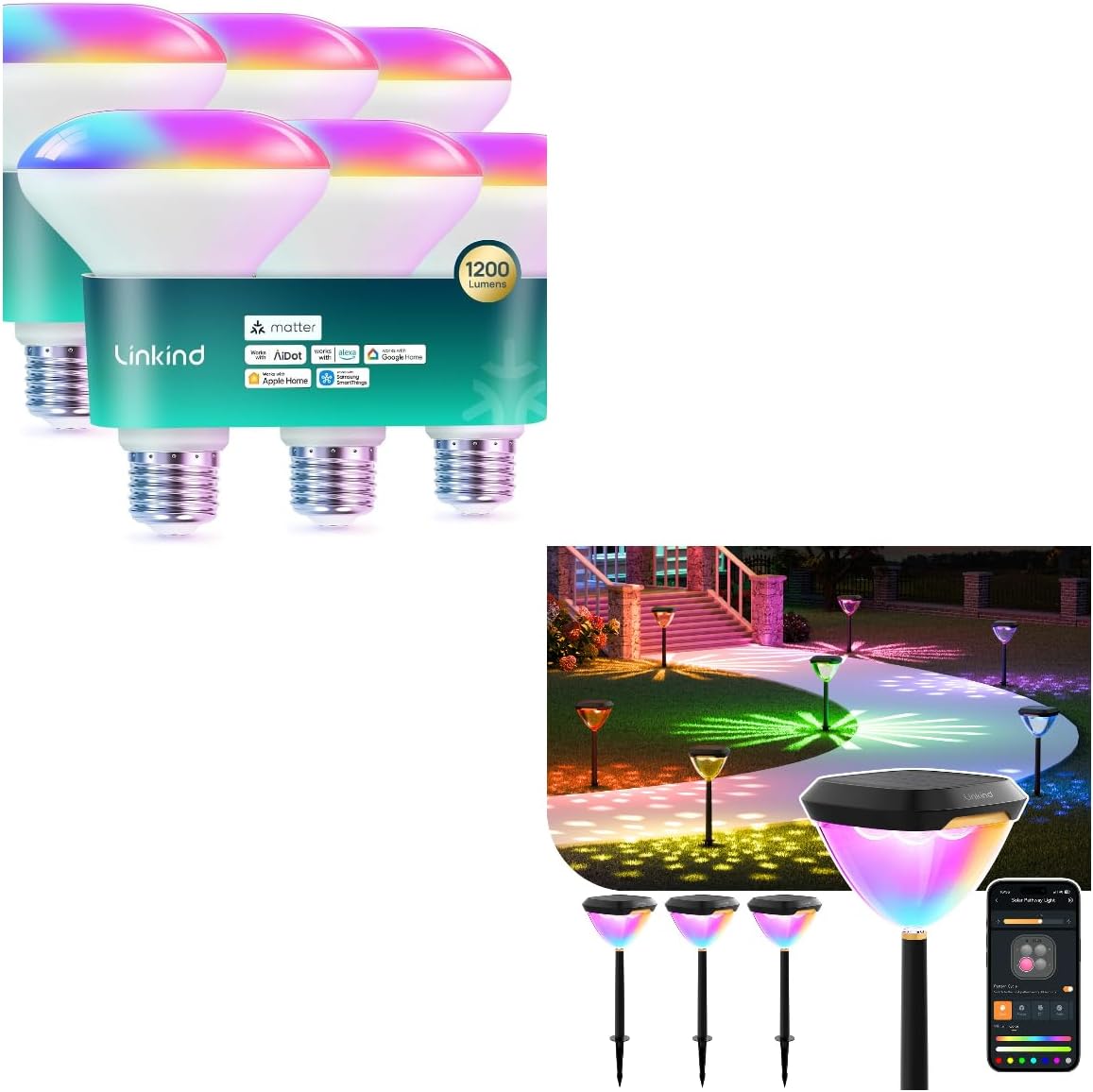 Linkind Matter Bulbs with Smart Solar Pathway Lights SP6