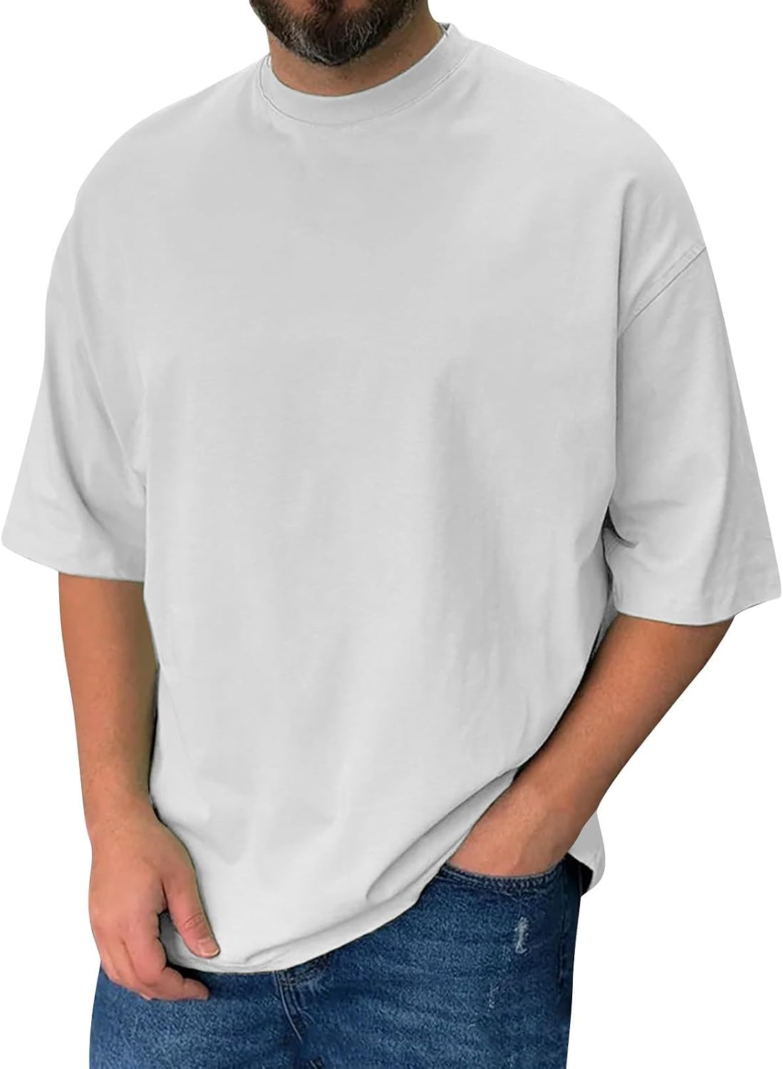 Ymosrh Men's Summer T Shirts Casual Short Sleeve Crew Neck Casual Loose Solid Color Tees, S-4XL
