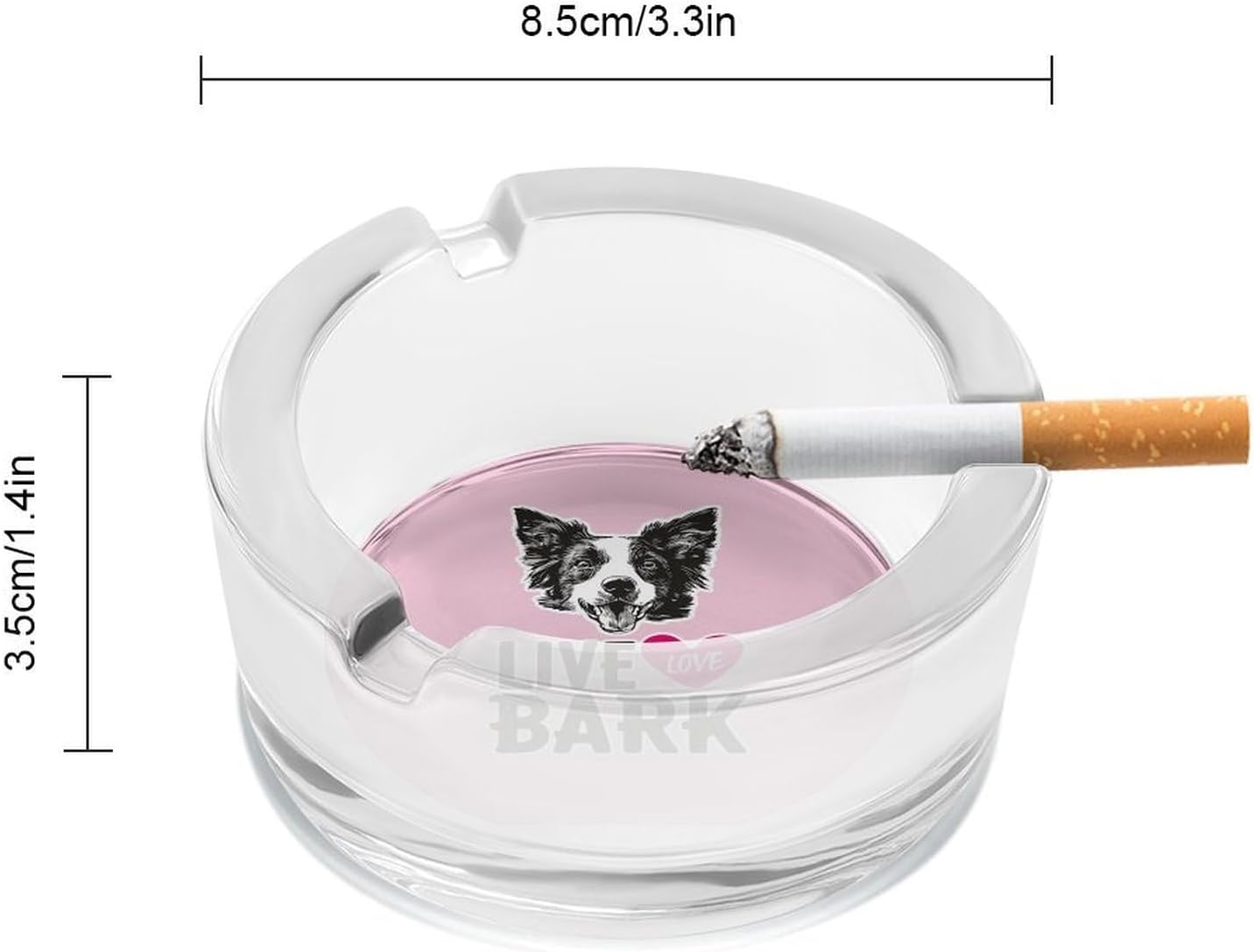 Live Love Bark Glass Ashtray for Cigarettes Round Home Ash Tray for Patio Outdoors