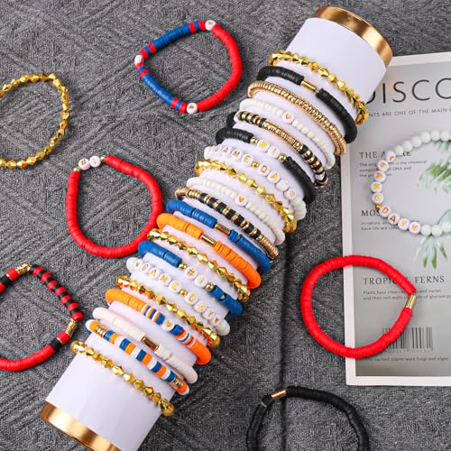 image for LUYI 9 Pack Game Day Bracelets for Women Football Bracelets Stackable 