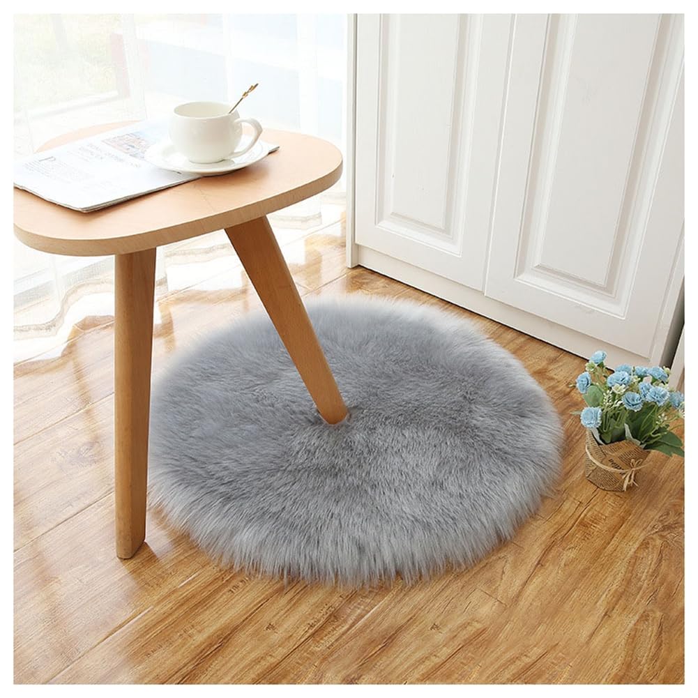 Tapis rond en peau de mouton synthétique doux pour briser le froid