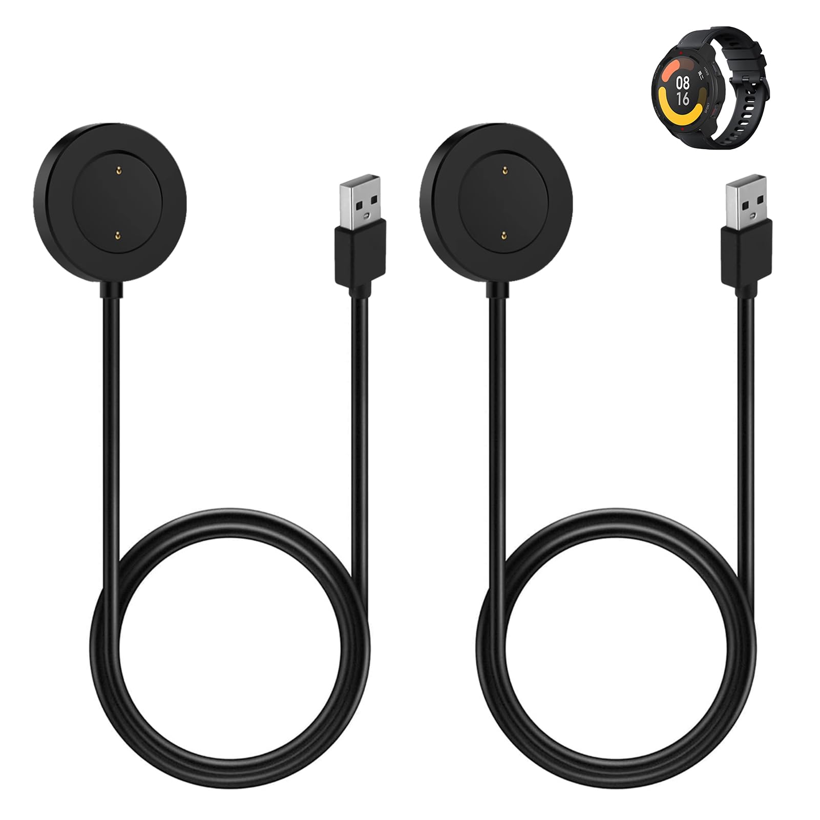 2 sztuki kabla USB do ładowania kompatybilny z Xiaomi Watch S1 / Color Sport / Color2 Active, ładowarka zastępcza, kabel do szybkiego ładowania, magnetyczna ładowarka USB, przenośny kabel do