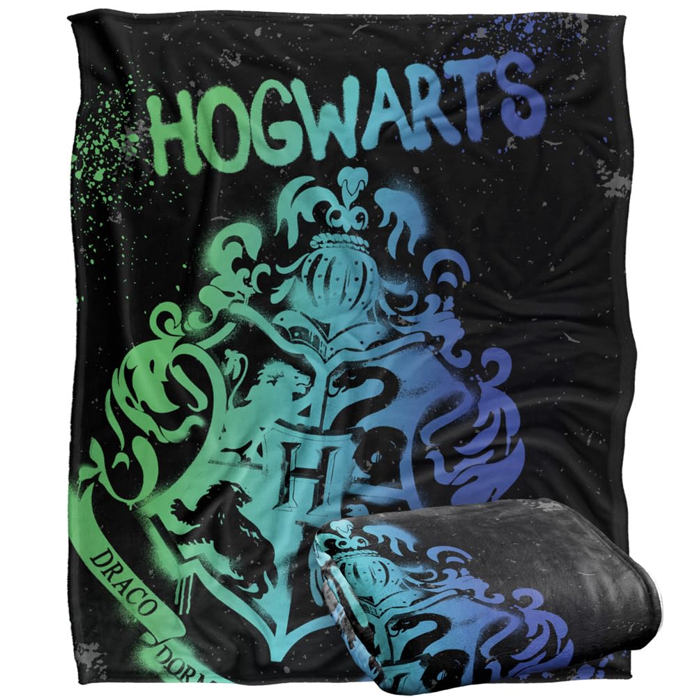 Harry Potter Hogwarts Spray Paint Blanket 152 x 127 cm - Warner Brothers - White