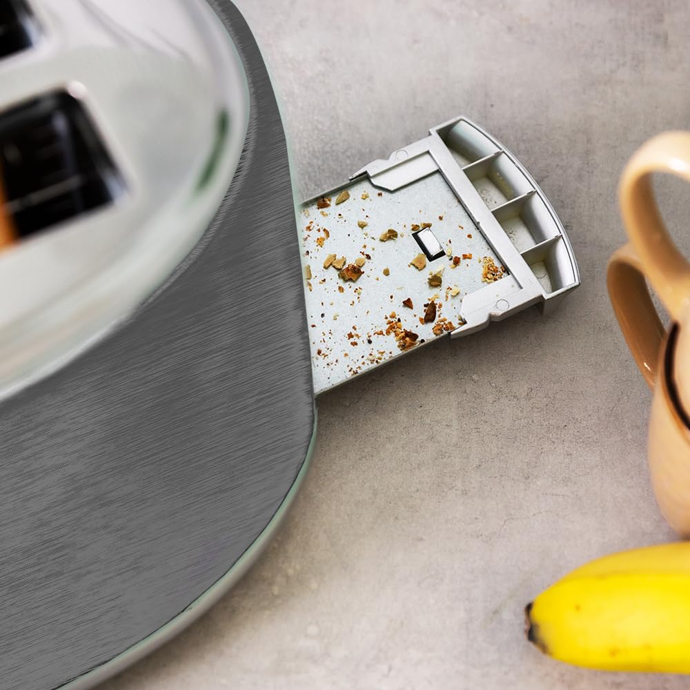 Cecotec Toast&Taste 1600 Retro Double Inox Tostapane, 4 fette, 1630 W, 2 fessure larghe da 3,8 cm e lunghe, in acciaio inox, aste superiori, potenza regolabile, vassoio raccogli briciole