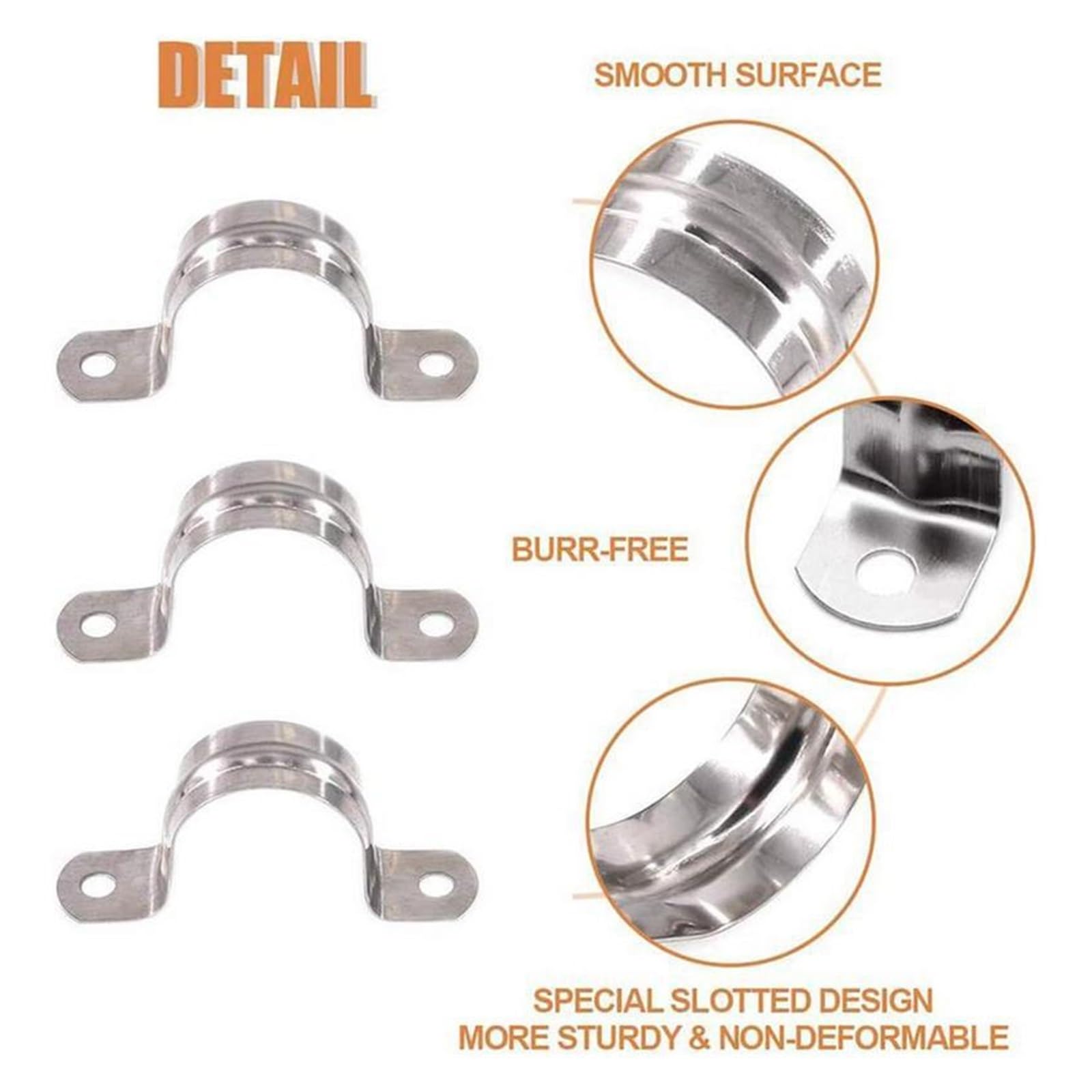 Morsetto per Tubi Morsetto a U Quadrato 10 pz 304 in Acciaio Inox Tipo U Carta di Guida Tubo di Acqua Clip di Tubo Carta di Carta di Sella Fibbia Fissa Ispessimento Cerchio(25MM)