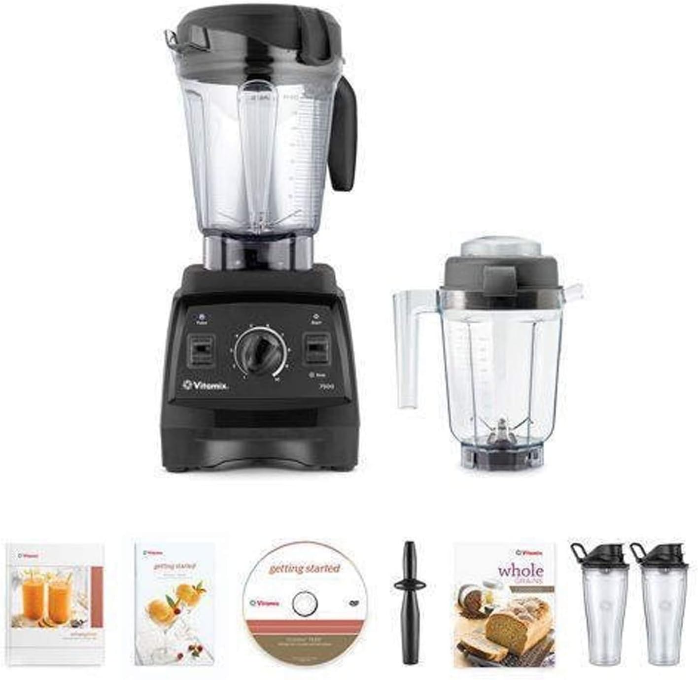 Vitamix 7500 Blender Super Package, with 32oz Dry Grains Jar and 2- 20oz To-Go Cups (Black)