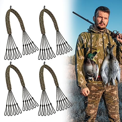 Datanly 4 Pcs Game Carrier Duck Carrier 12 Drops Slip Knots Duck Hunting Accessories Bird Duck Call Lanyard Paracord Duck Strap Waterfowl Goose Hanger for Doves Game Tote Gear