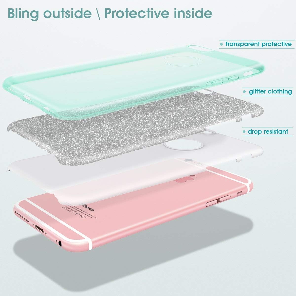 MILPROX Compatible iPhone 6, Compatible iPhone 6s, Shiny Glitter Sparkly iPhone 6s Case/iPhone 6 Case - Green