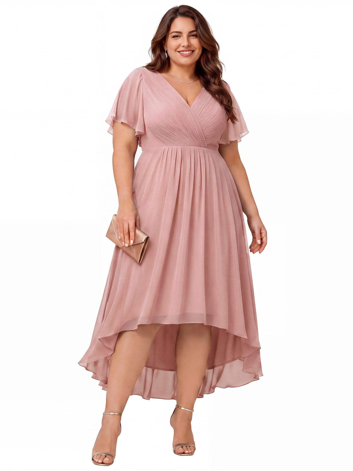 Ever-Pretty Plus Abiti da sposa da cocktail da donna High Low Plus Size