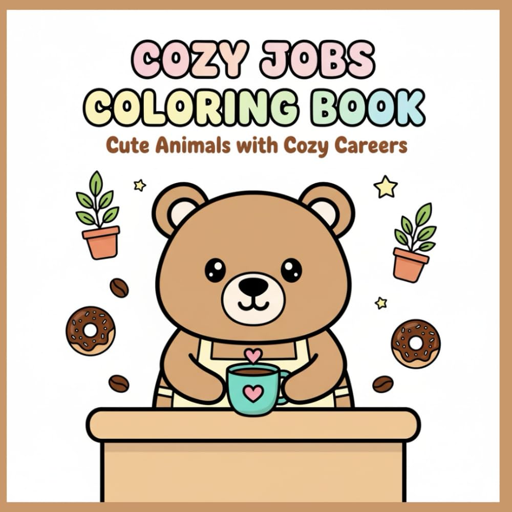 Cozy Jobs Coloring Book: Charming Cute Animal Characters in Cozy Careers for Stress Relief and Fun Coloring Relaxation