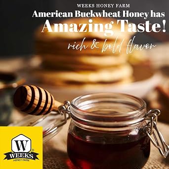 Weeks Honey Farm Raw Unfiltered Buckwheat Honey, 340g / 12 oz, Bear Bottle