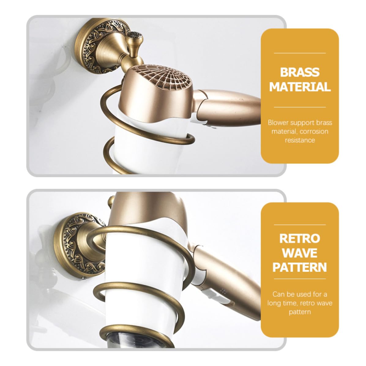 STOBAZA Secador para Soporte Dorado o Pared Cobre en Pelo Organiza Diseño en Espiral, Protege Cabello para Barbería Tocador Tu