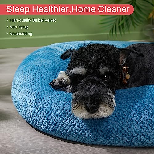 Jiupety-Bagel-Dog-Bed-for-Small-Medium-DogsCalming-Washable-Puppy-Cat-Bed-IndoorCozy-Anti-Anxiety-Round-Dount-Pets-Beds-Blue-L