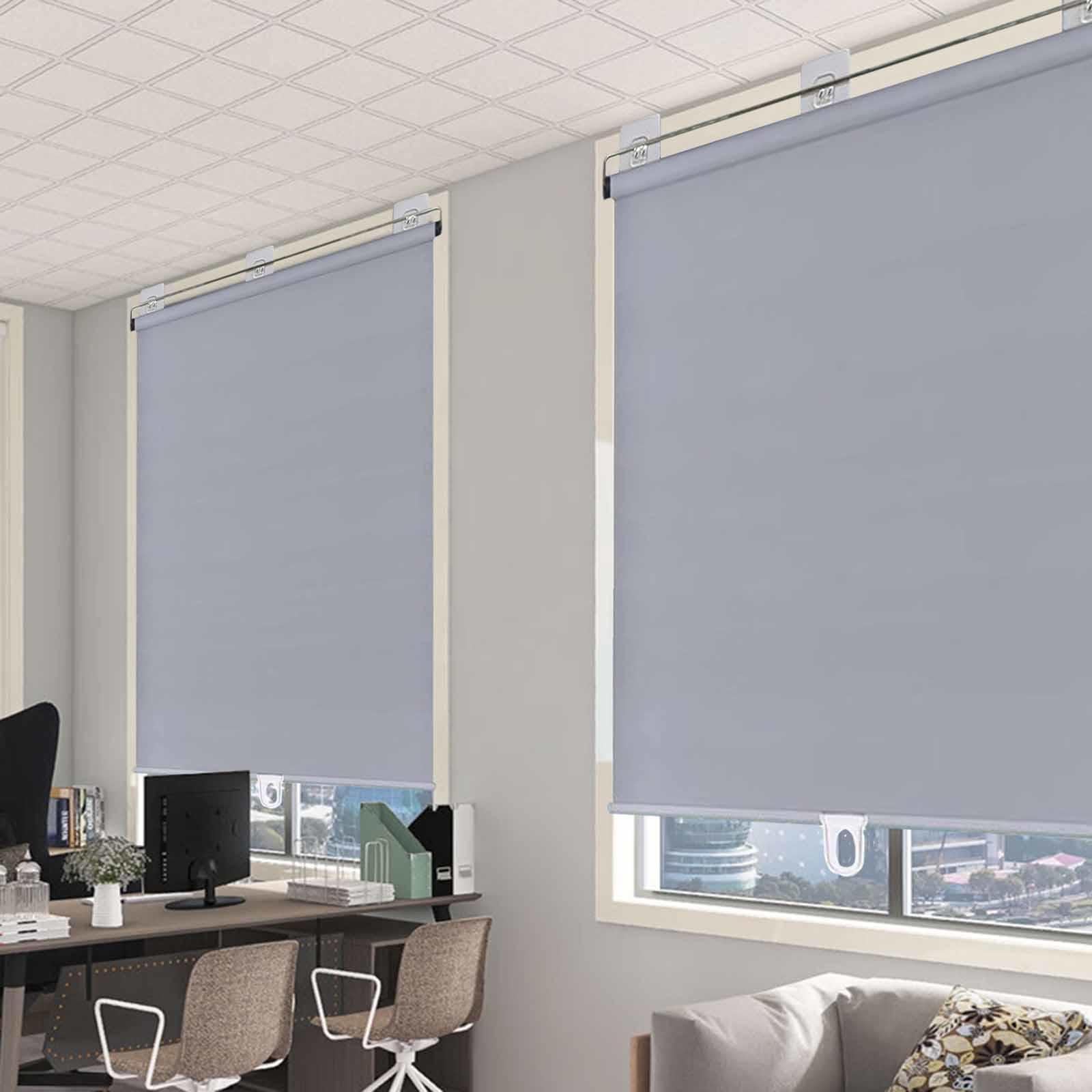 Store Enrouleur À Ventouse,Stores De Fenêtre Occultants,Store À Rouleau Rétractables,Pare-Soleil Sans Perçage,Rideaux Thermique Temporaire Facile À Installer Pour Maison Bureau,Grey-97x150cm/38x59in