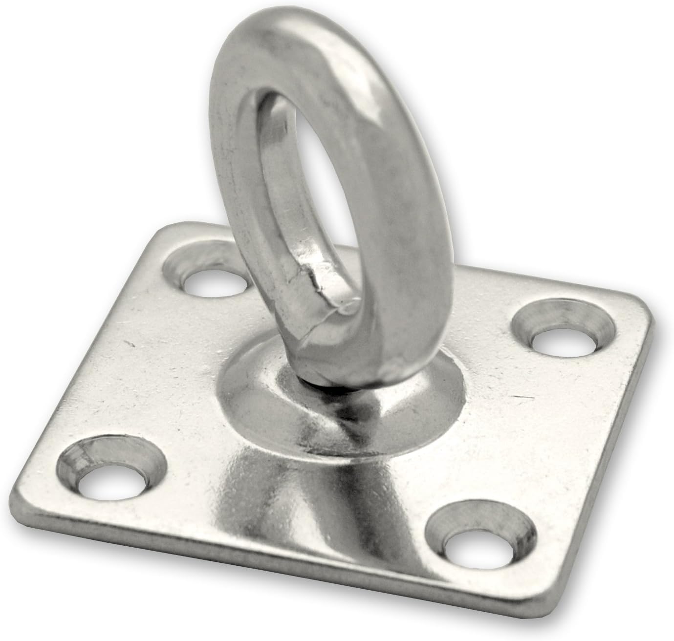 Docks GMAR66 Anneau mobile sur platine carrée - Acier Inoxydable - Diamètre Fil 8 mm - diamètre intérieur Anneau 19 mm - Dimensions Platine 50x50 mm, Gris (Lot de 6)