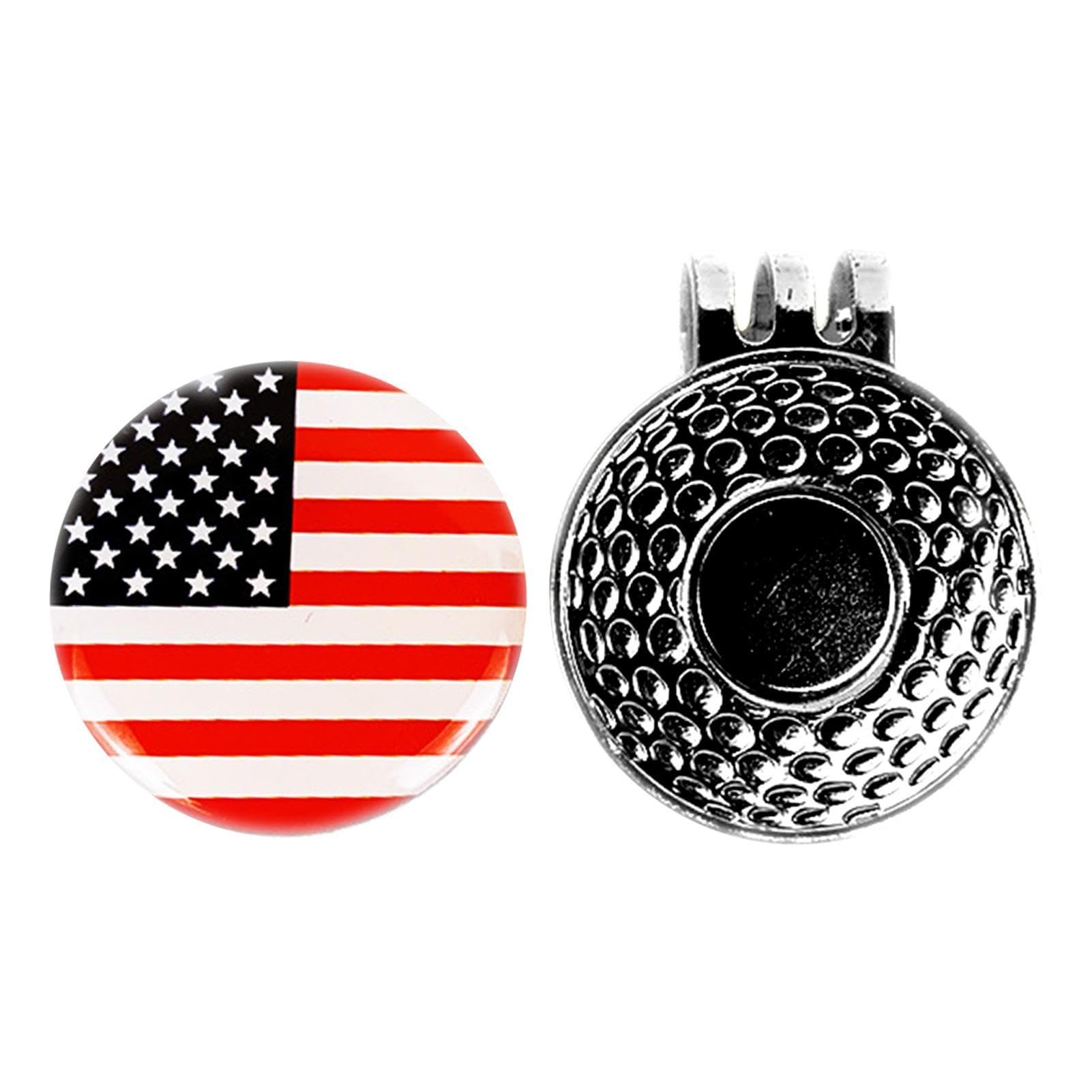 Marker golfowy – 25 mm magnetyczny klips do kapelusza golfowego ze stopu cynku z ameryka?sk? flag? – trwa?y marker do pi?, przeno?ny marker do pi? golfowych dla m??czyzn, kobiet, golfistów