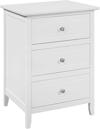 Glory Furniture Daniel - Mesita de noche con 3 cajones, color blanco