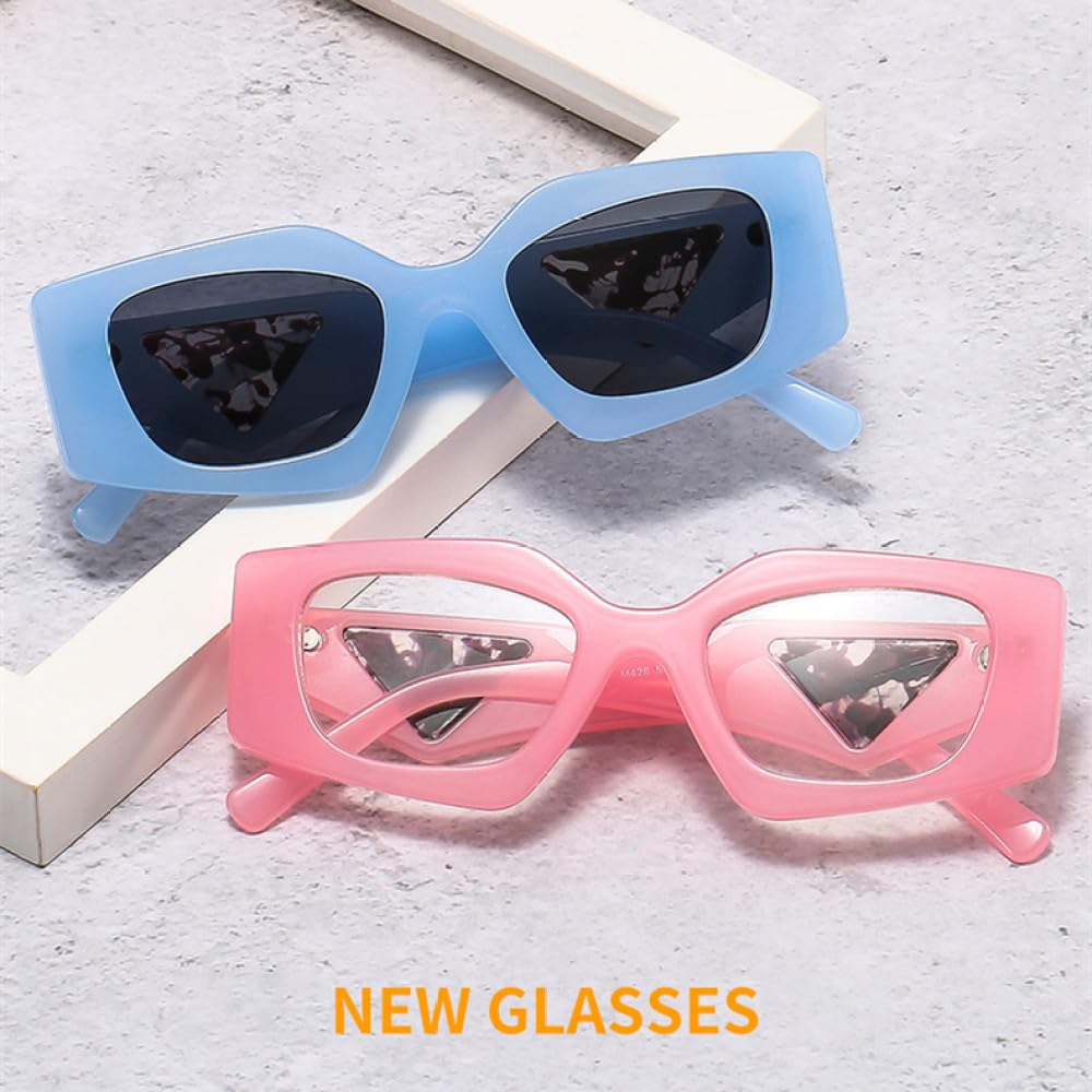 Occhiali da Sole poligonali alla Popolari da Donna Retro tonalità di Colore Gelatina uv400 Montatura per Occhiali Trasparente da Uomo