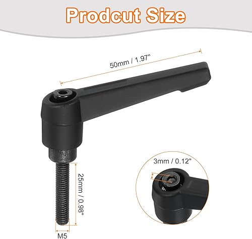 Miniatura 193 de uxcell 2 perillas ajustables M8 x 3.150 in, mango de rosca macho, botón de trinquete de liberación rápida, perno giratorio para maquinaria de torno