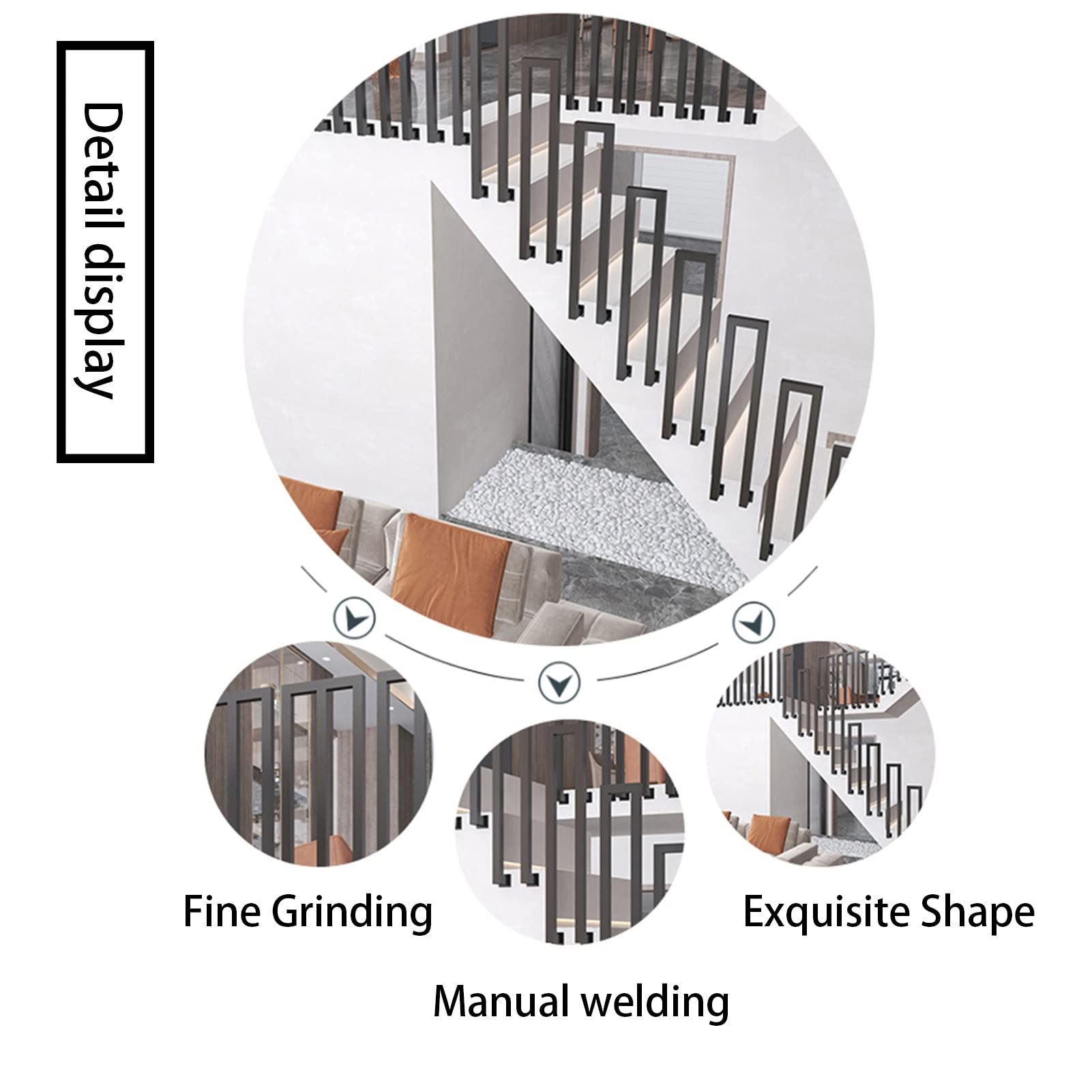 XOTAK Leuning Voor Trappen, Smeedijzeren Leuningen Met Verstelbare Paal Buitentrapleuning Houten Grijprails Voor Buitenveranda Stapsteunstang Kleur Height 85cm Size 130cm