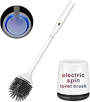 ratolo Electric Silicone Toilet Brush & Holder Set - 300RPM Rechargeable, Ventilated Wall-Mount No-Drill Base