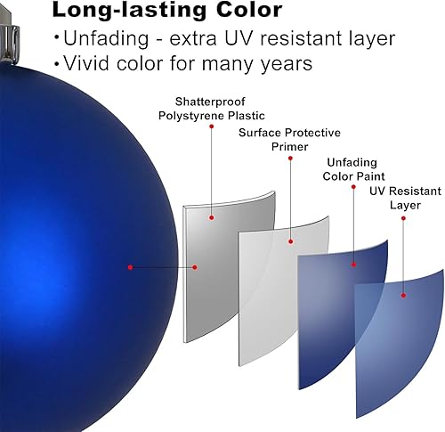 Vista 450 de 18 esferas medianas decorativas navideñas para árbol de Navidad, inastillables, para colgar, color púrpura, 2.5 pulgadas, paquete de 18