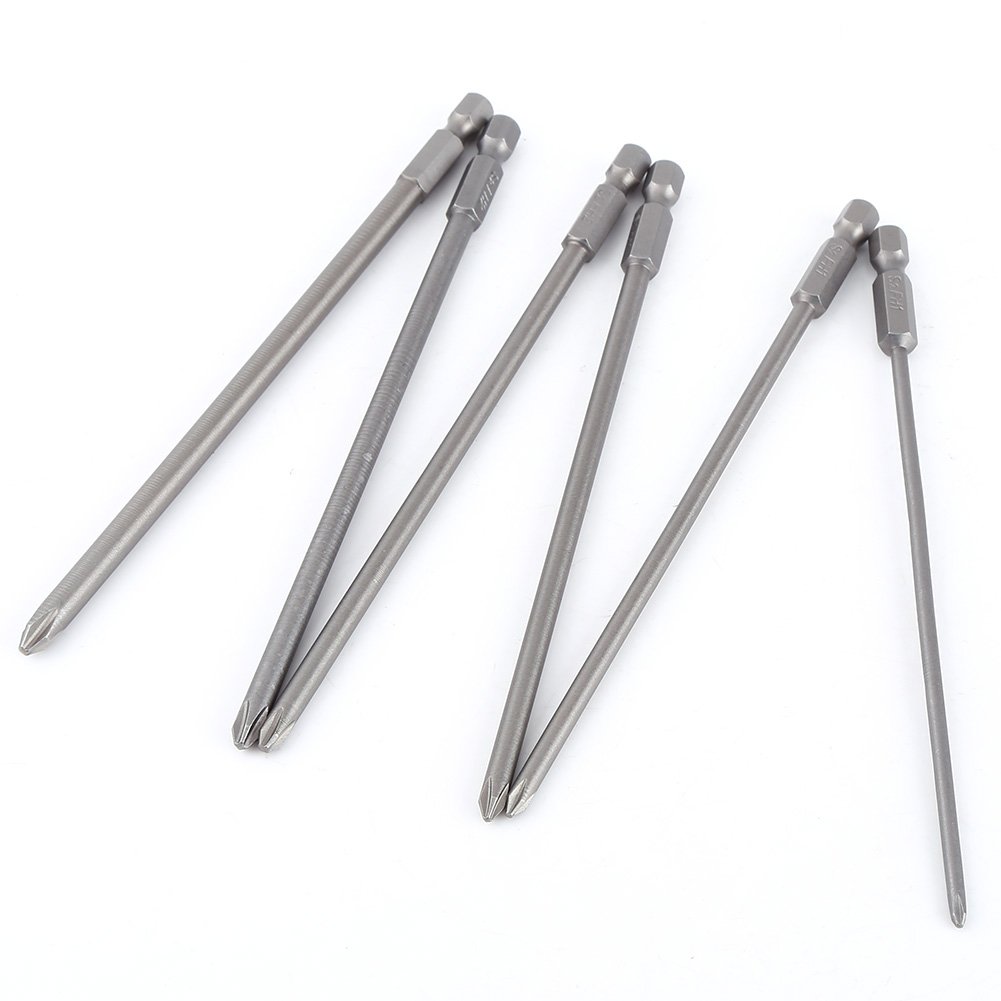 Lot De 6 Embouts De Tournevis Cruciformes Longs 150 Mm - Acier S2 Magnétique - Douille Hexagonale 1/4" Pour Perceuse Et Visseuse
