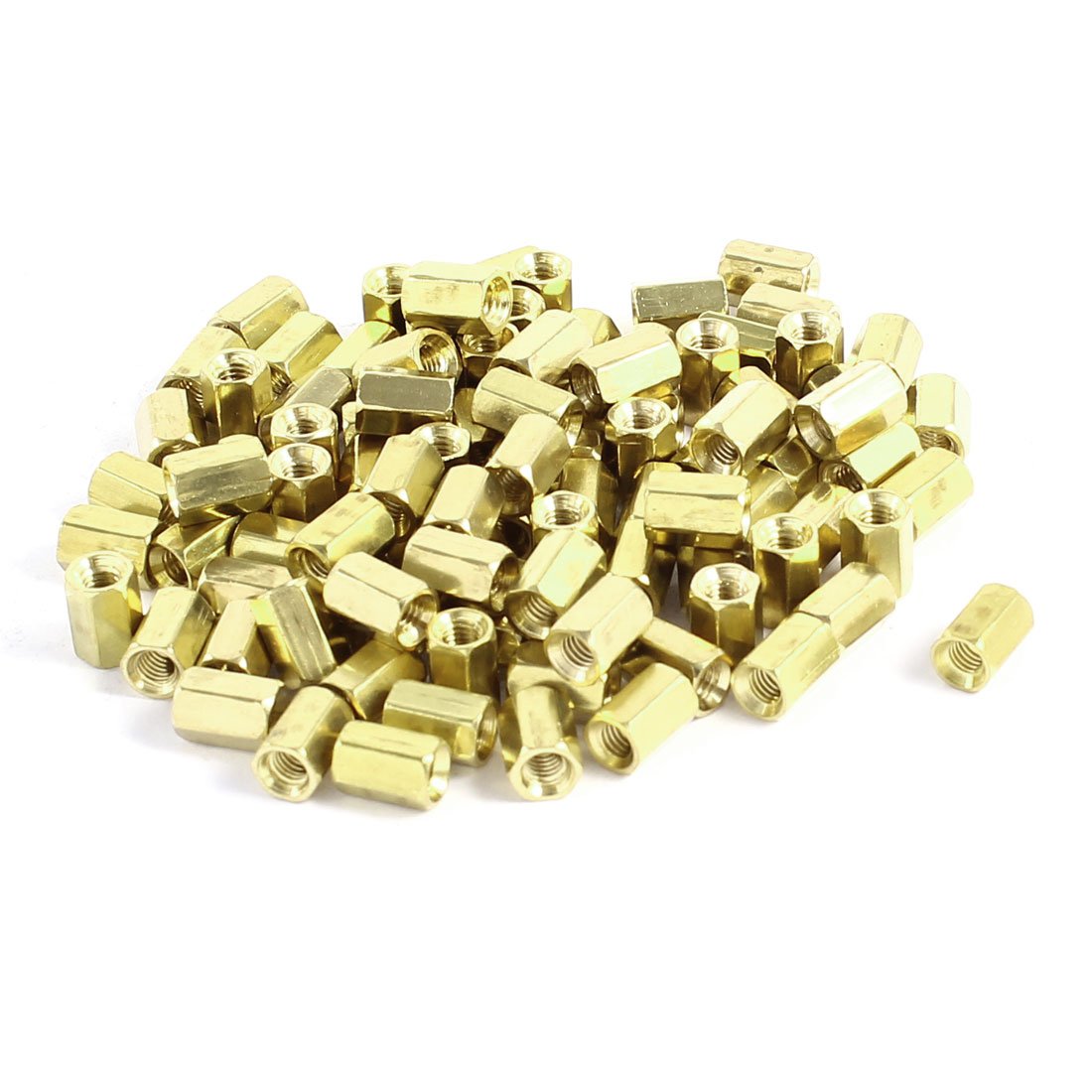 sourcing map Entretoise Hexagonale Femelle Écrou Laiton M3 x 7 M3 7mm 100Pcs