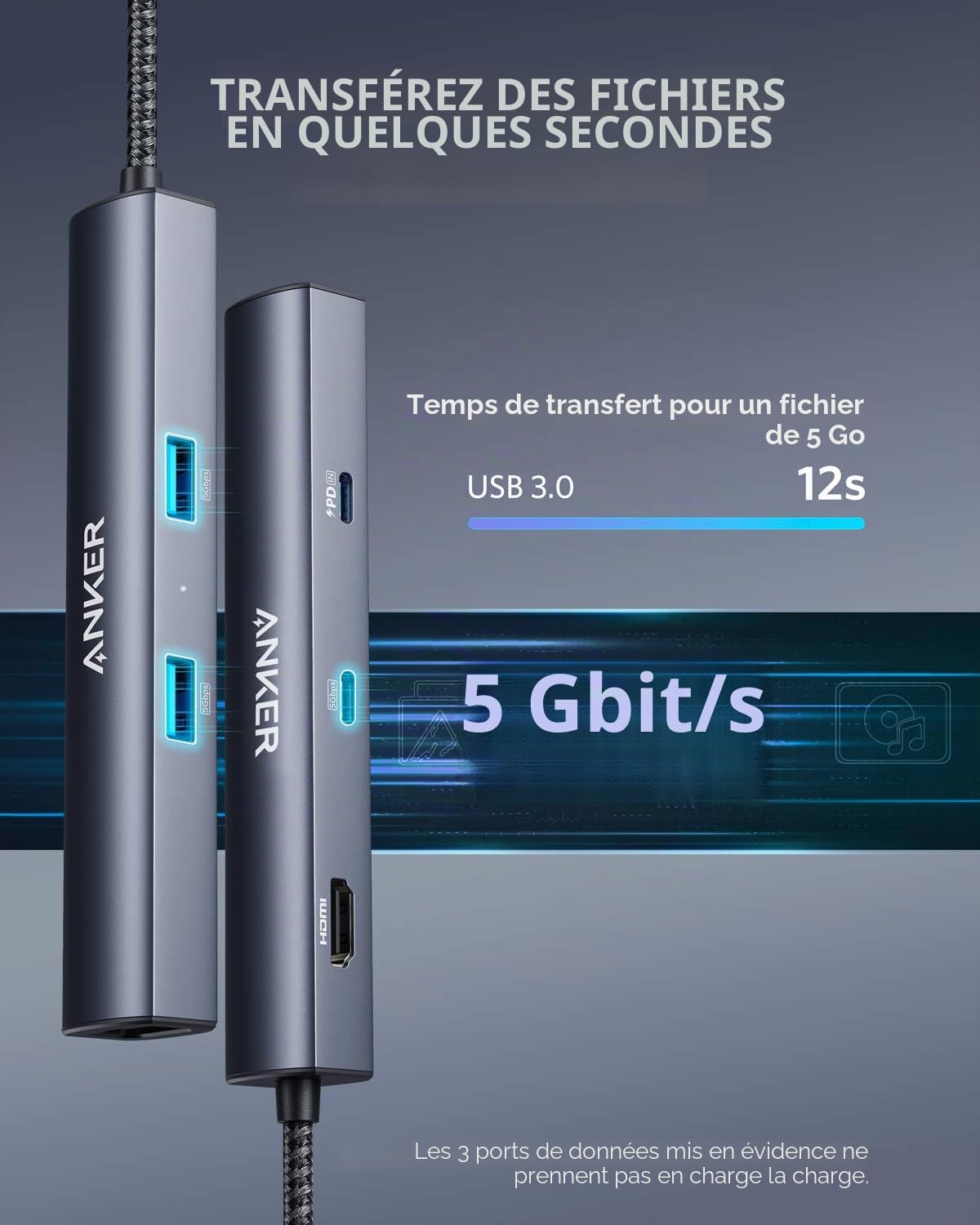 Anker PowerExpand Hub Adaptateur 6 en 1, Power Delivery 65W | HDMI 4K, Ethernet 1 Gb/S, USB C, 2 Ports de Données USB 3.0, Compatible avec MacBook Pro, MacBook Air, iPad Pro, XPS