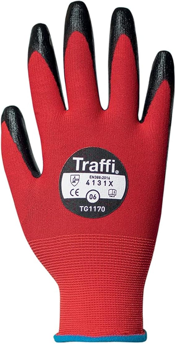 Traffi TG1170 PPE Code Red Safety Glove (Cut Level A Low Protection